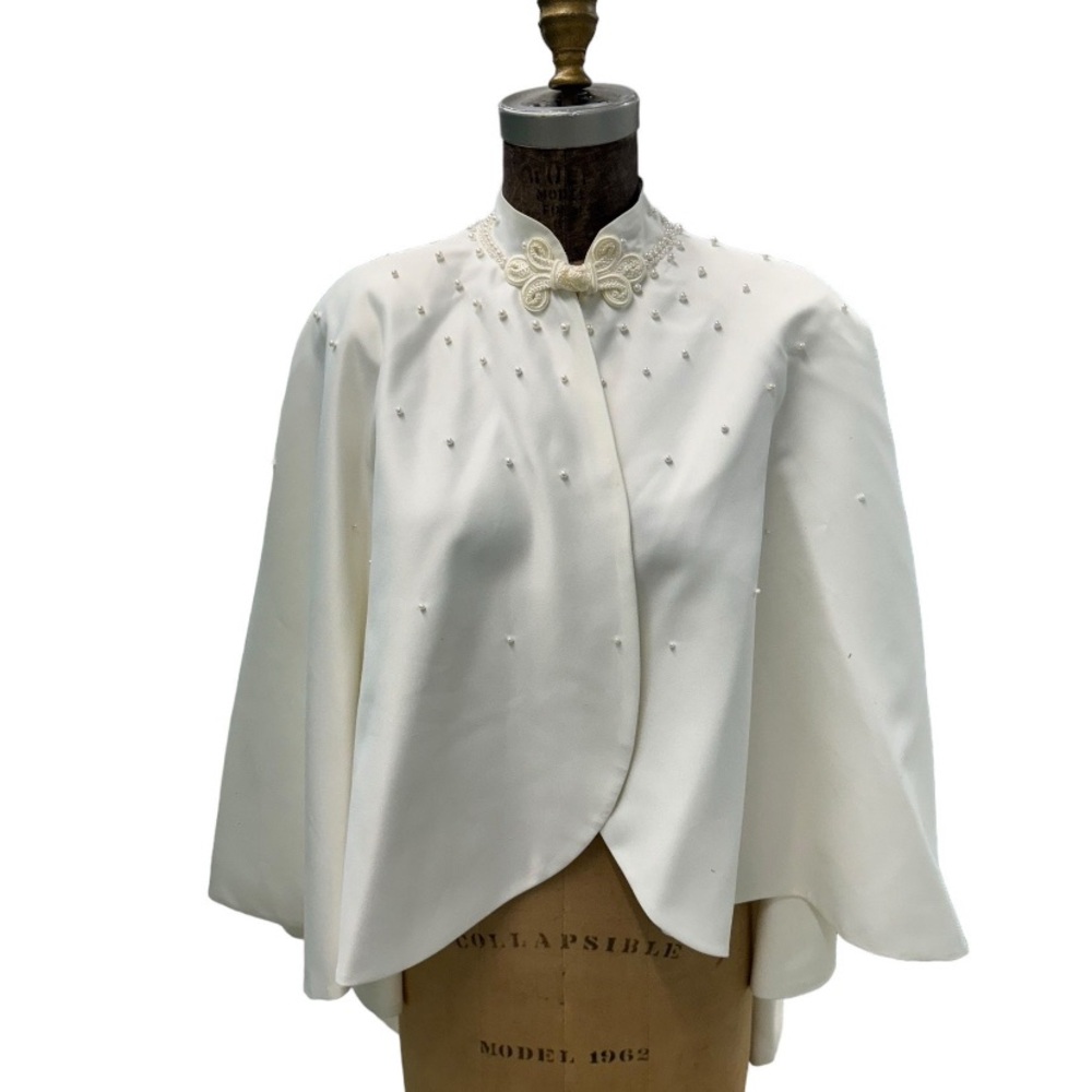 Vintage White Pearl Embellished Cape